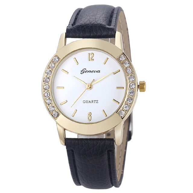 Leather wristwatch for women