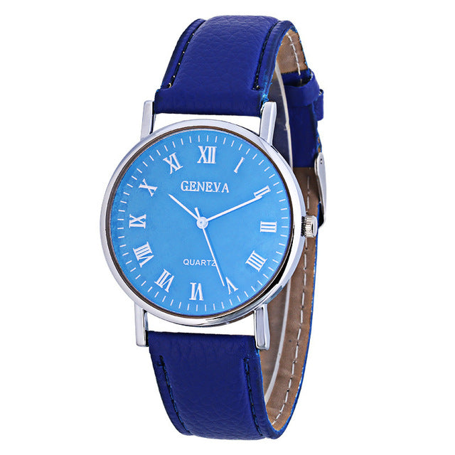 Leather Fashion  Men  Women  Clasic  Wristwatch Clock