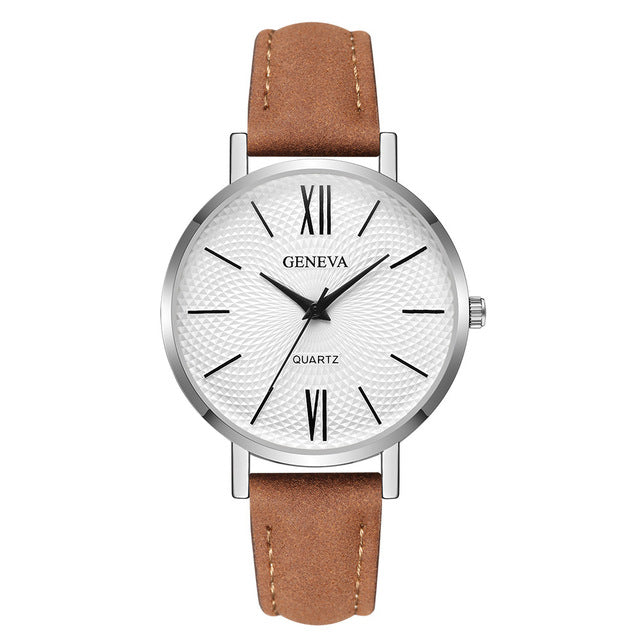 Leather wristwatch for women